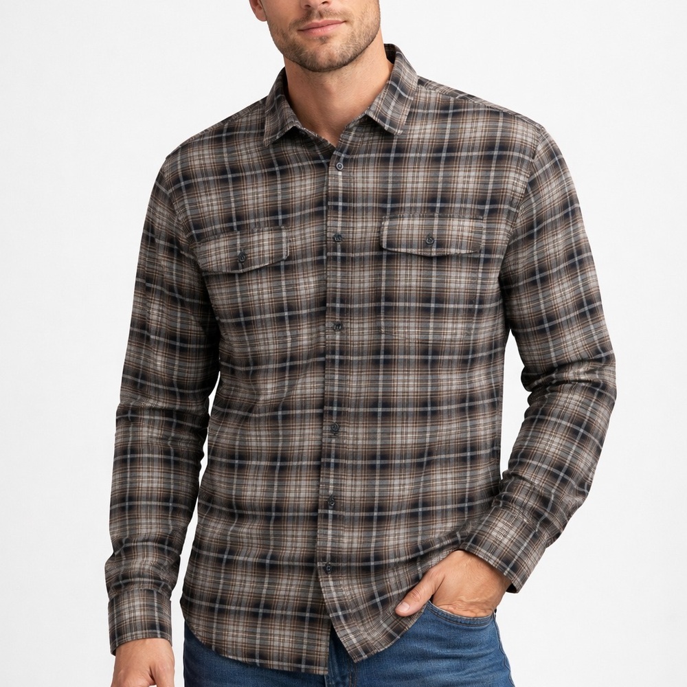Toscano Men’s Plaid Button Up Shirt Large Casual Western Outdoors